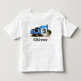 Camiseta Infantil Escavador aniversário de 3 anos de Digger do Nome 