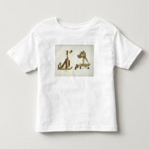 Camiseta Infantil Estilingue com "fogo grego", placa 'de uma