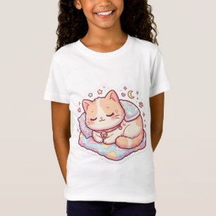 Camiseta Infantil Estilo Adesivo de Gatinho Fofo