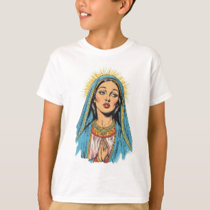 Camiseta Infantil Estilo Retrô Virgem Maria