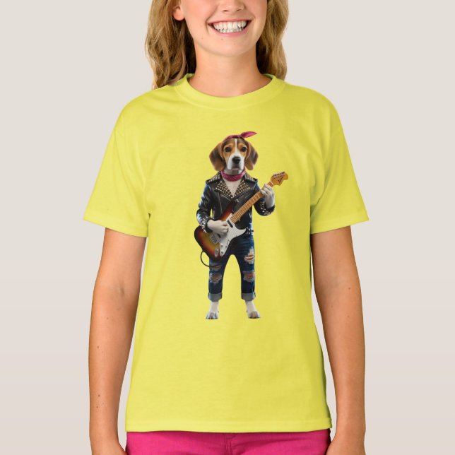 Camiseta Infantil Estrela do Rock Beagle Fofa (Frente)
