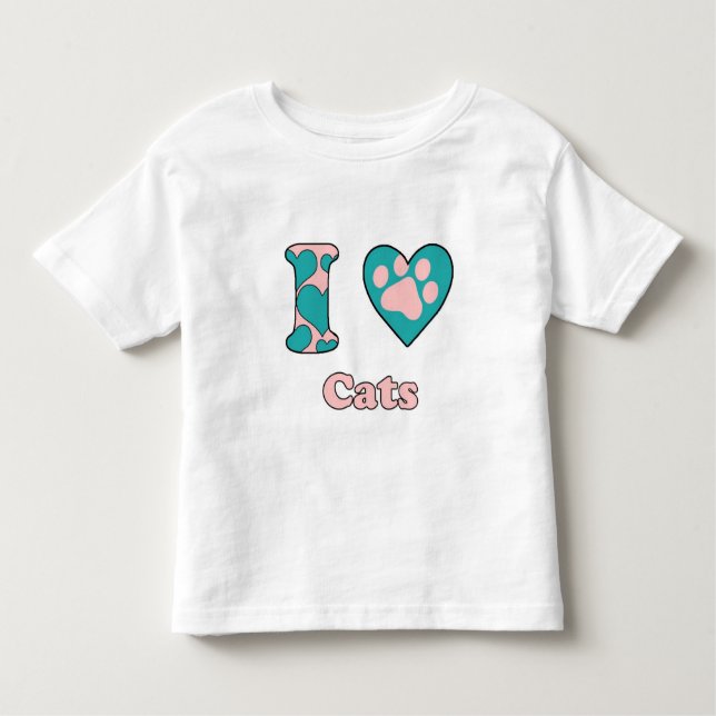 Camiseta Infantil Eu amo gatos (Frente)