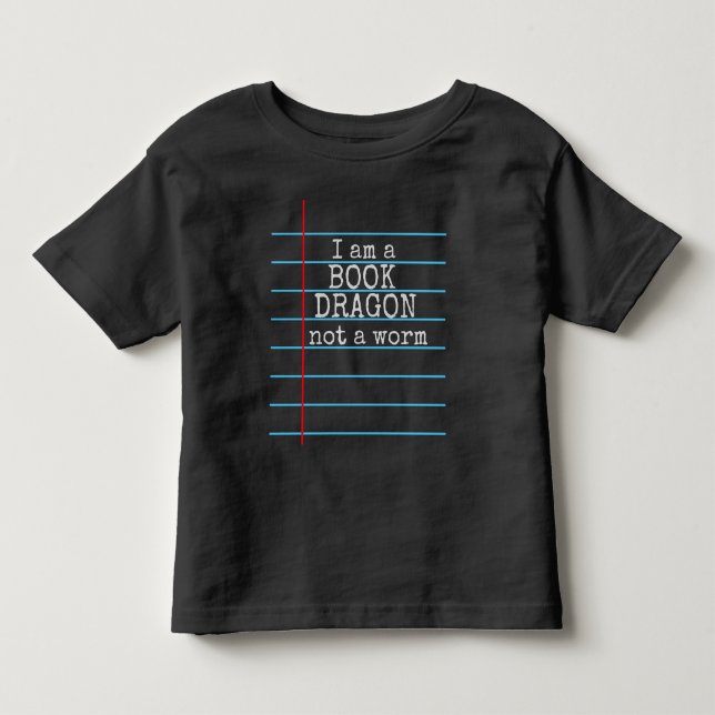 Camiseta Infantil "Eu sou um LIVRO DRAGON não um verme" Conselho de  (Frente)