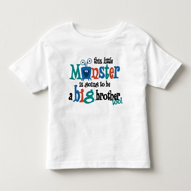 Camiseta Infantil Eu também vou ser um irmão mais velho! Monstro (Frente)