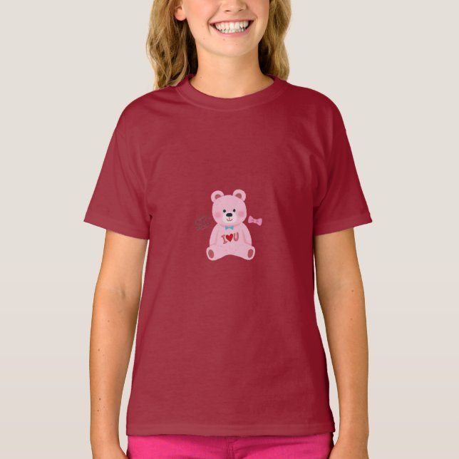 Camiseta Infantil “Eu Te Amo” Urso Teddy Fofo  (Frente)