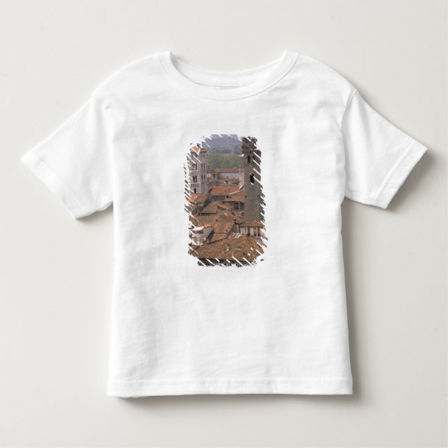 Camiseta Infantil Europa, Itália, Toscana, Lucca, Cidade panorama (Frente)