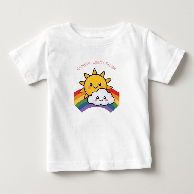 camiseta infantil Explorar. Aprender. Sorrir (Frente)