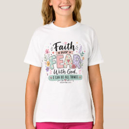Camiseta infantil Fé sobre Medo Filipenses 4:13