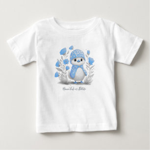 Camiseta Infantil Floral Azul de Pato em Aquarela