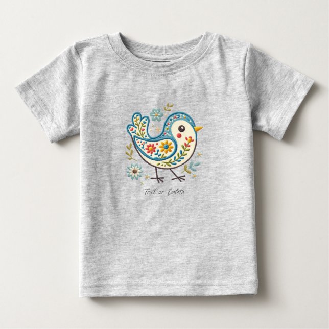 Camiseta Infantil Floral Blue Bird Baby (Frente)