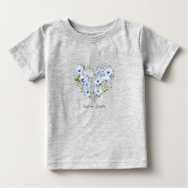 Camiseta Infantil Floral Coração Azul