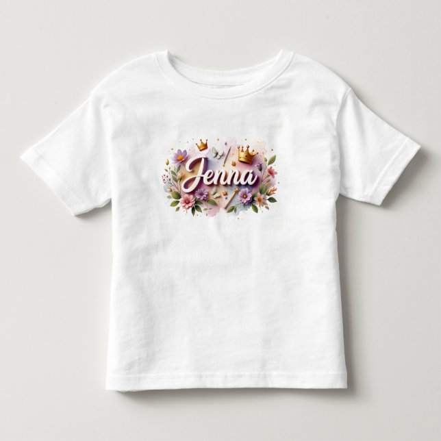 Camiseta Infantil Floral da Princesa Personalizada (Frente)