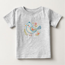 Camiseta Infantil Floral Little Blue Bird