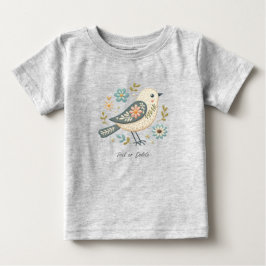 Camiseta Infantil Floral Pequeno Pássaro Verde
