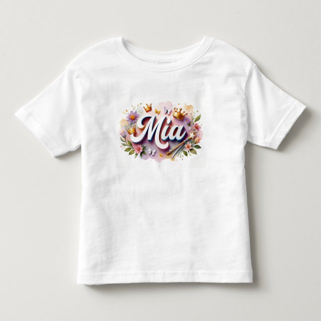 Camiseta Infantil Floral Personalizada da Princesa (Frente)