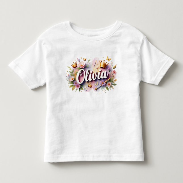 Camiseta Infantil Floral Princesa Personalizada (Frente)