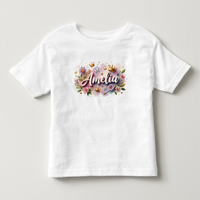 Camiseta Infantil Floral Princesa Personalizada (Frente)