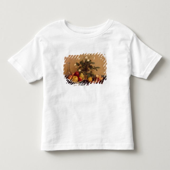 Camiseta Infantil Flores, prato com fruta e carafe, 1865 (Frente)