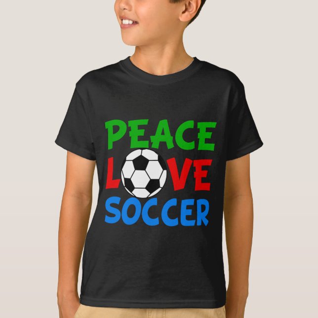 Camiseta Infantil Fofa de Futebol Paz e Amor  (Frente)