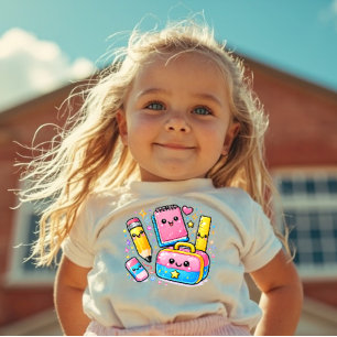 Camiseta Infantil Fofo Material Escolar Y2K