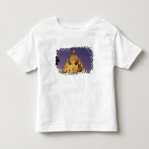 Camiseta Infantil França, Paris, Sacré-Coeur ao crepúsculo.
