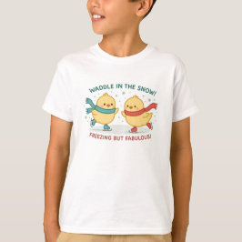 Camiseta Infantil Frangos na Neve | Inverno Fofo