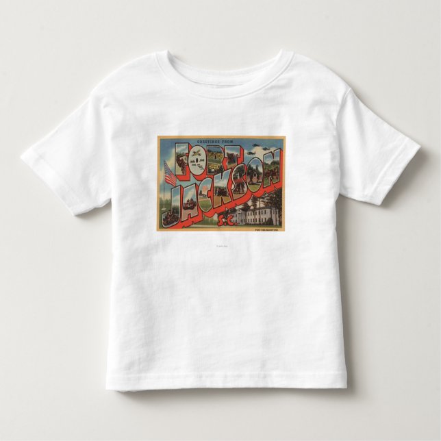 Camiseta Infantil Ft. Jackson, South Carolina - grande cena da letra (Frente)