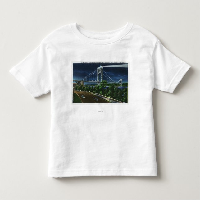 Camiseta Infantil G. ponte de Washington, Hudson na noite (Frente)