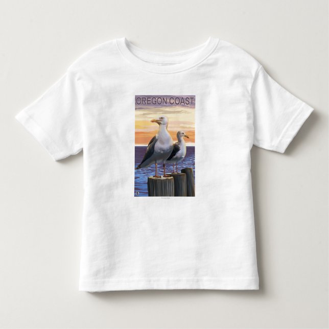 Camiseta Infantil Gaivota de mar da costa de Oregon (Frente)