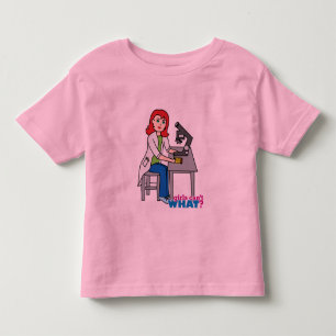 Camiseta Infantil Garota Cientista - Claro/Vermelho
