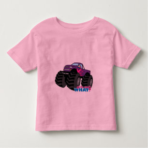 Camiseta Infantil Garota Loira Dirigindo Caminhão Monstro Roxo