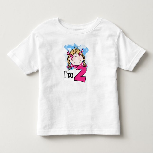Camiseta Infantil Garota Loira, sou Dois (Frente)