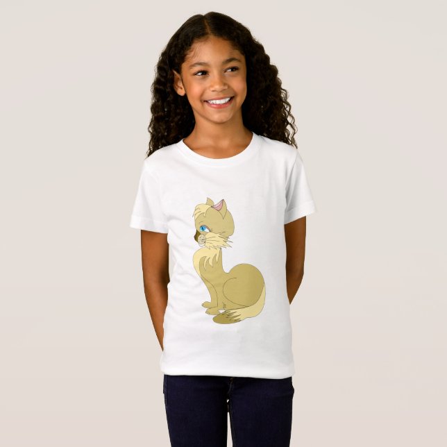 Camiseta Infantil Gato Amarelo (Frente Completa)