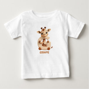 Camiseta Infantil Girafa Fofa Letra G Animal Alp