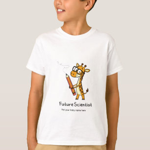 Camiseta Infantil Girafa Fofo Cientista Futuro Per