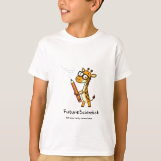 Camiseta Infantil Girafa Fofo Cientista Futuro Per