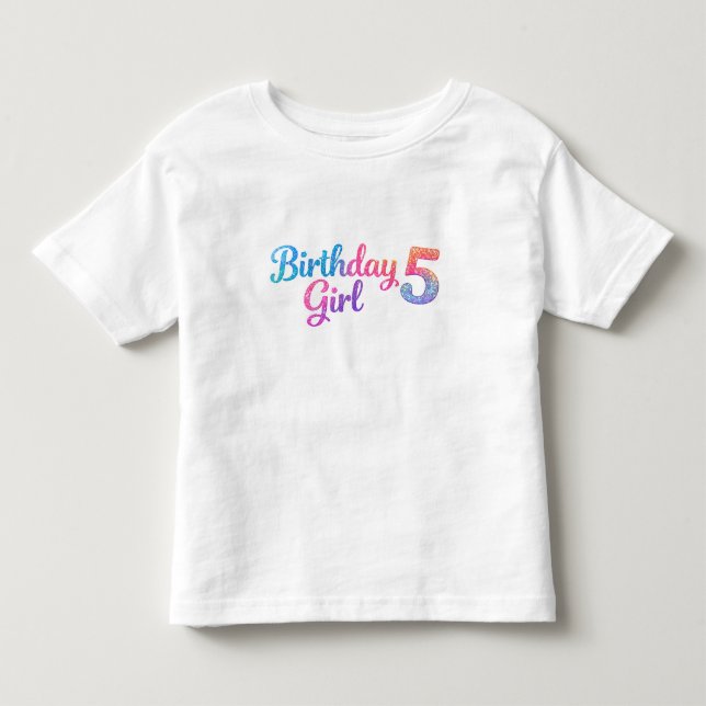 Camiseta Infantil Glitter Aniversariante 5 (Frente)