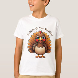 Camiseta Infantil "Gobble Til You Wobble" com Peru