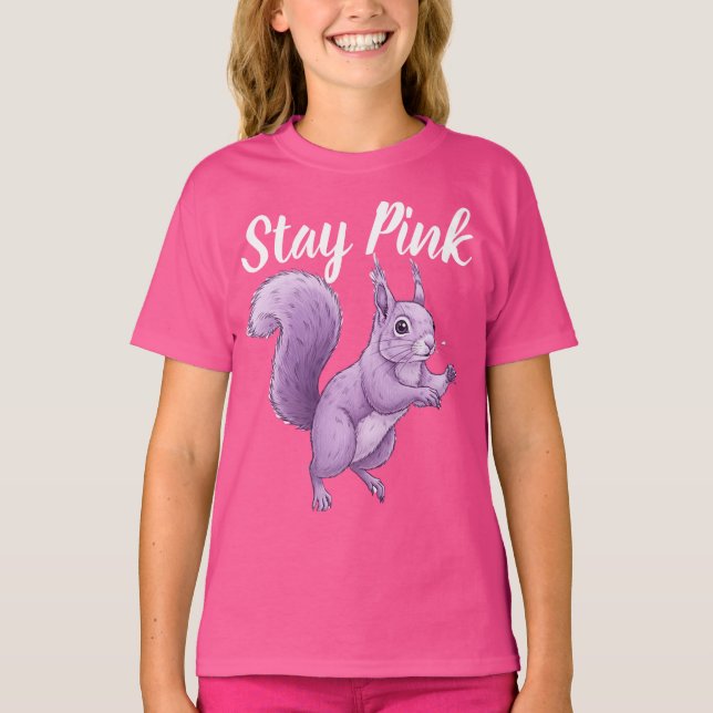 Camiseta Infantil Gráfica de Esquilo Lavanda Cor-d (Frente)
