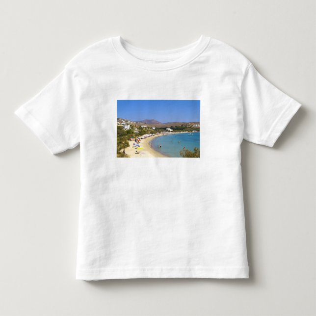 Camiseta Infantil Grécia, Ilha Paros, Praia de cima (Frente)