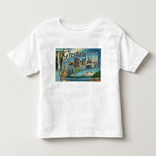 Camiseta Infantil Gresham, Oregon - grandes cenas da letra (Frente)