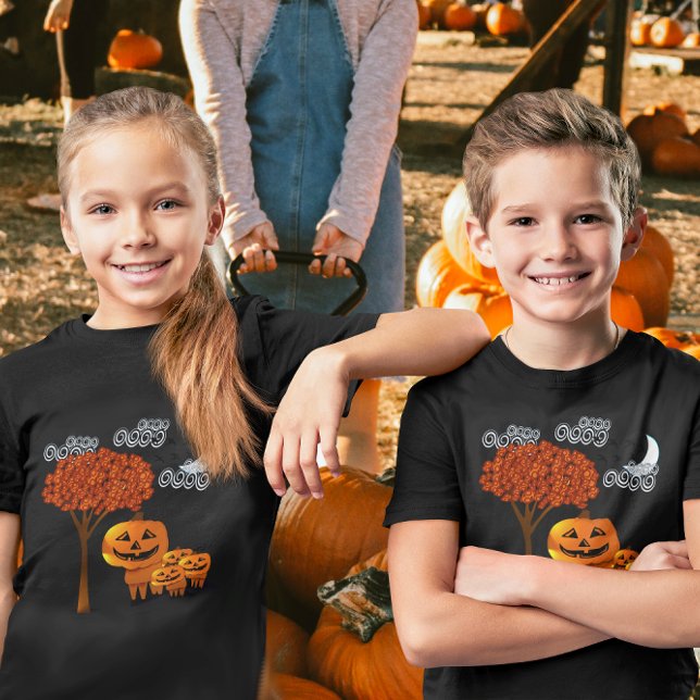 Camiseta Infantil Halloween Pumpkin Cabeças (Criador carregado)