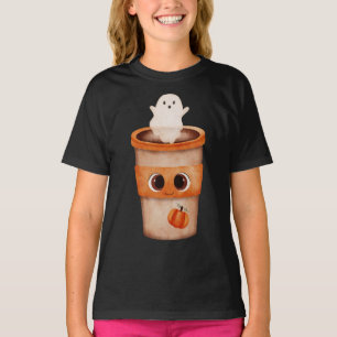 Camiseta Infantil Halloween Xícara de Café Fantasm