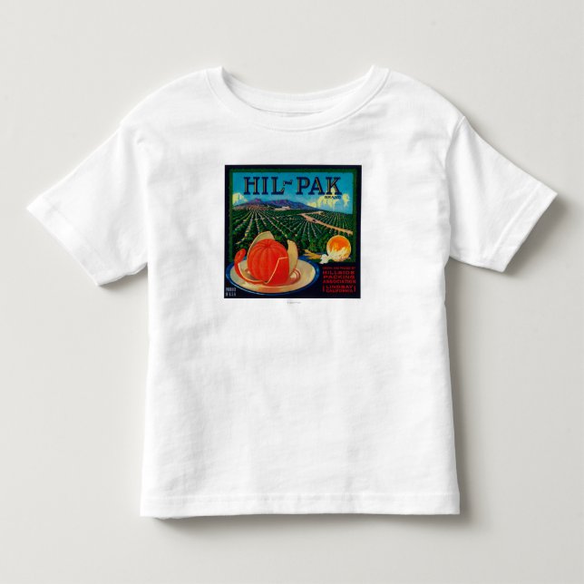 Camiseta Infantil Hil Pak LabelLindsay alaranjado, CA (Frente)