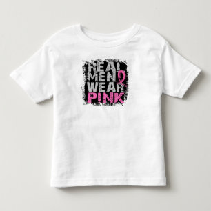Camiseta Infantil Homens Reais do Cancer da Mama Vestem Rosa