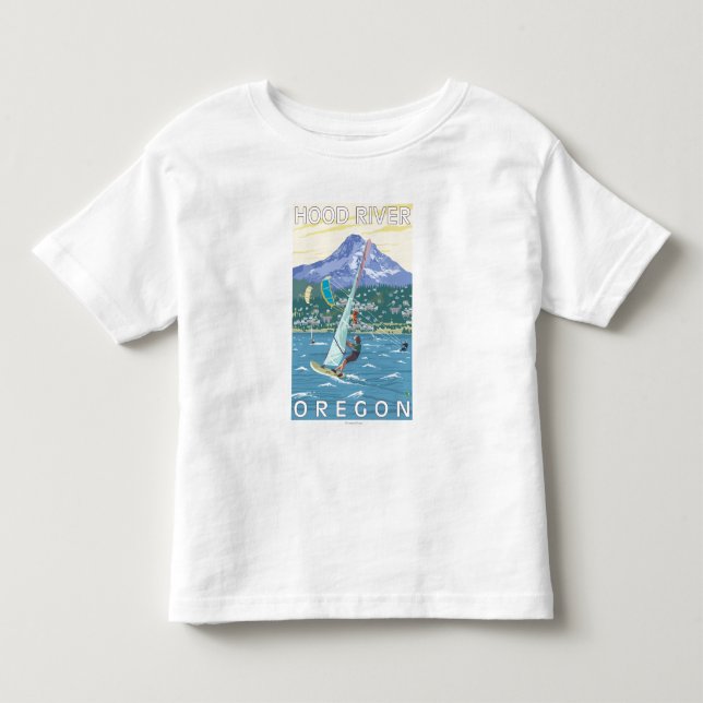 Camiseta Infantil Hood River, surfistas de ORWind & pensionistas do (Frente)