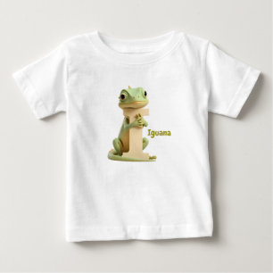 Camiseta Infantil I de Iguana Fofa Alfabeto de A