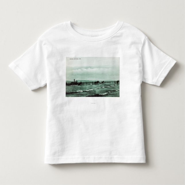 Camiseta Infantil Ideia da pesca de Seine dos pescadores, carros do (Frente)