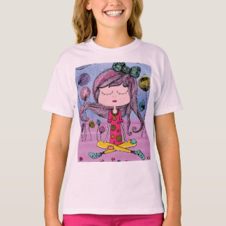 Camiseta Infantil Ilustração de Ioga de Menina Fof