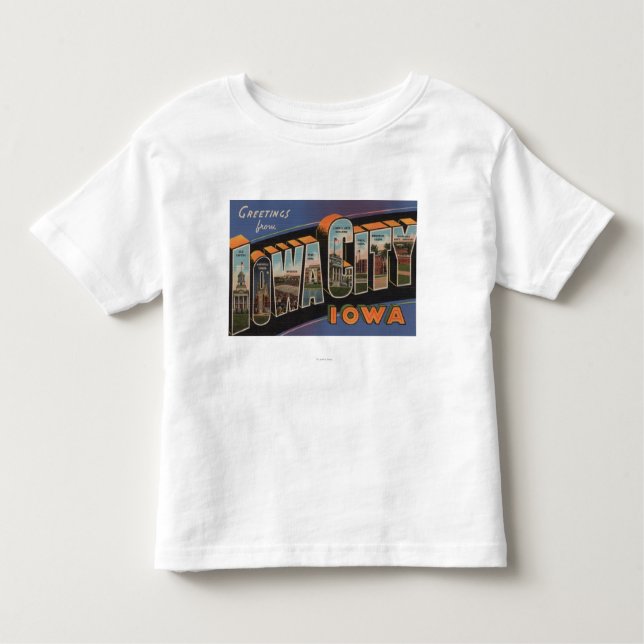 Camiseta Infantil Iowa City, Iowa - grandes cenas da letra (Frente)